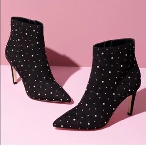 Leith Macee black rhinestone Elegant Studded Ankle Booties Size 8